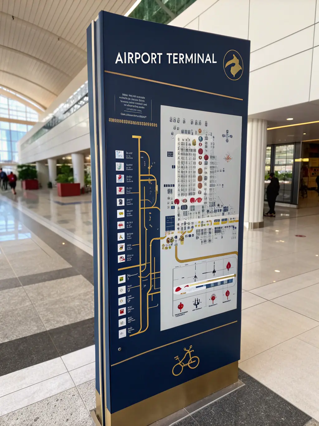 An image of a detailed blueprint of an airport terminal layout, highlighting the importance of efficient design and planning.